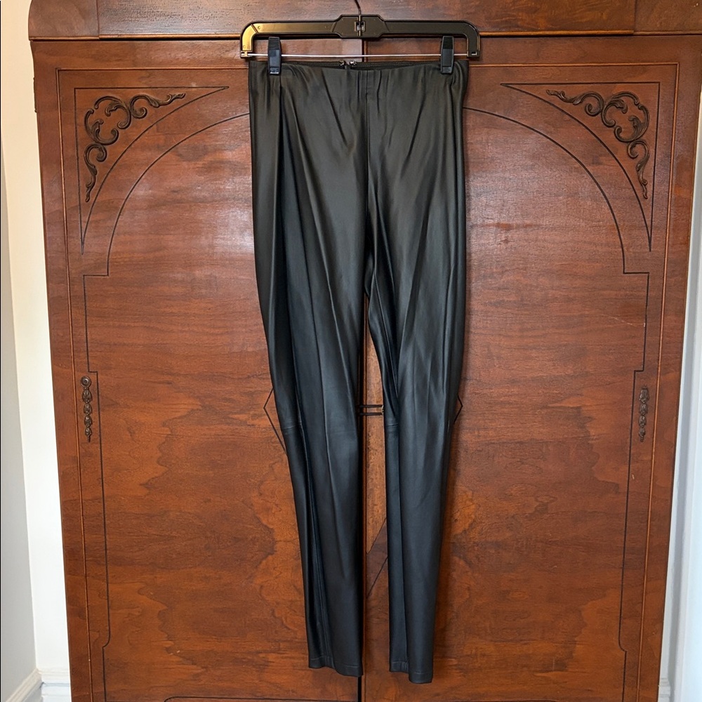 Theory Black Faux Leather Cigarette Pants